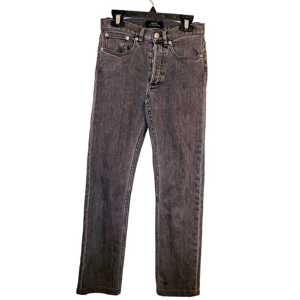 APC black wash Petit New Standard Size 24 straight button fly jeans Grunge